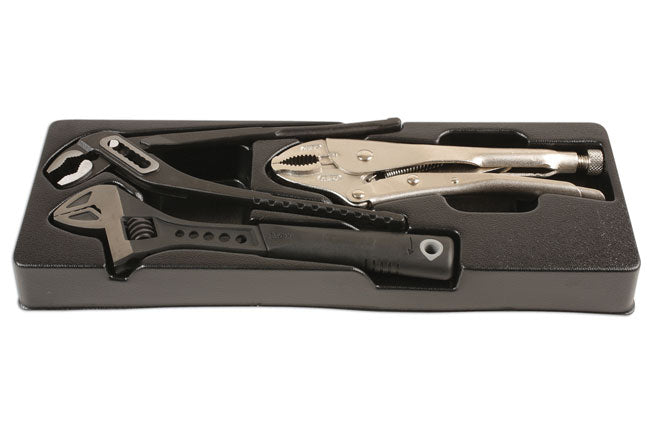 LASER 6599 3Pcs Pliers Wrench Set Steel 250mm Adjustable Wrench Water Pump Plier