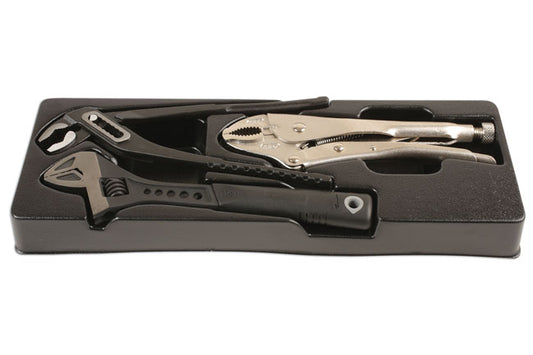 LASER 6599 3Pcs Pliers Wrench Set Steel 250mm Adjustable Wrench Water Pump Plier