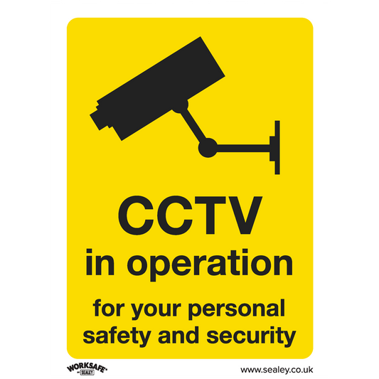 Sealey Warning Safety Sign CCTV Self-Adhesive Vinyl - 75 x 100mm SS40V1