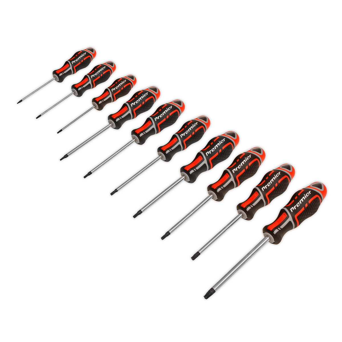 Sealey Screwdriver Set 10pc TRX-Star GripMAX TPV Rubber Grip handles Red AK4324