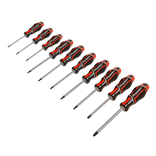 Sealey Screwdriver Set 10pc TRX-Star GripMAX TPV Rubber Grip handles Red AK4324