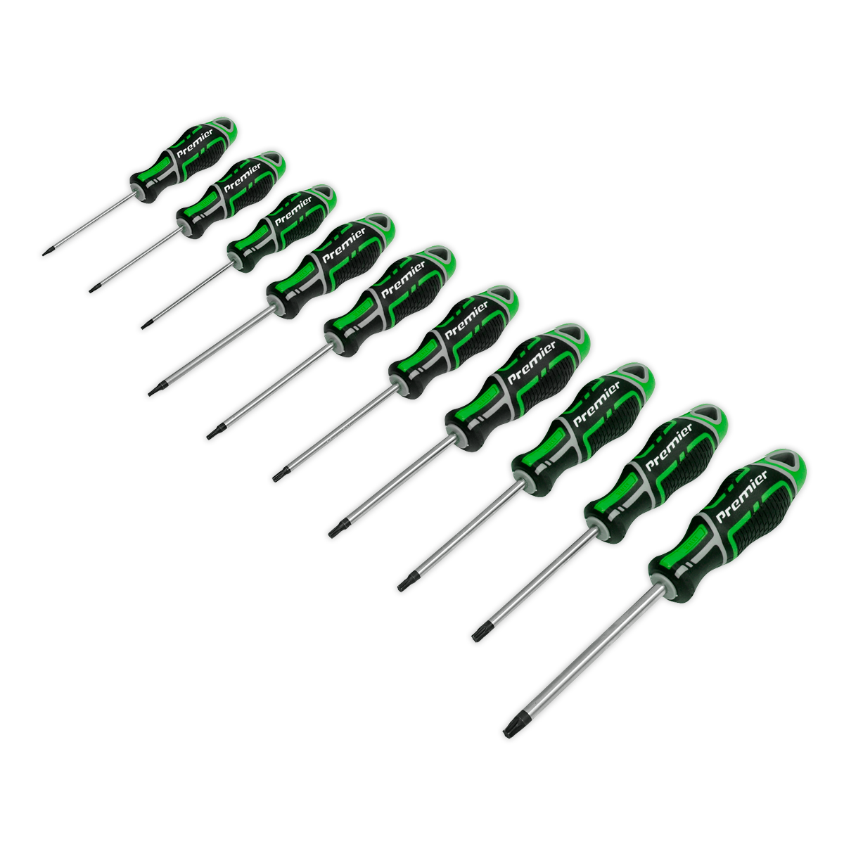 Sealey Screwdriver Set 10 Pieces TRX-Star GripMAX HiVis Green Hand Tool AK4324HV