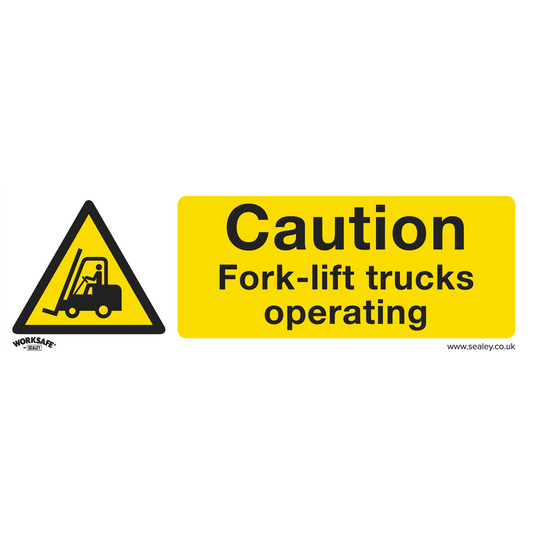 Sealey Warning Safety Sign Caution Fork-Lift Trucks Rigid Plastic 1 Piece SS44P1