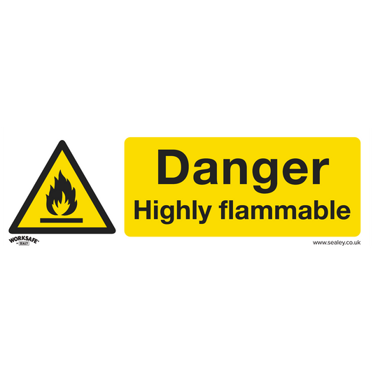 Sealey Warning Safety Sign Danger Highly Flammable Self-Adhesive Vinyl SS45V1