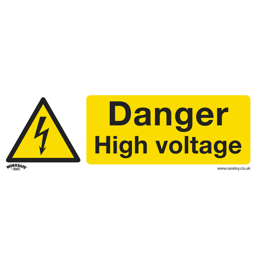 Sealey Warning Safety Sign Danger High Voltage Rigid Plastic 300 x 100mm SS48P1