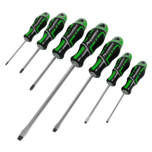 Sealey Screwdriver Set With Hanging Holes 7 Pieces GripMAX Hi-Vis Green AK4325HV