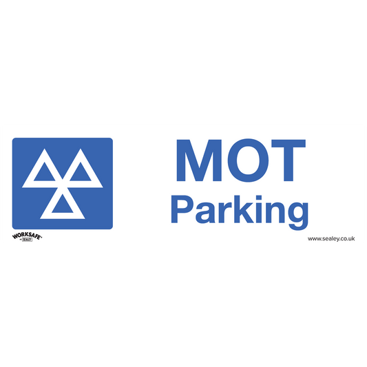 Sealey Warning Safety Sign MOT Parking Rigid Plastic 300 x 100mm 1 Piece SS49P1