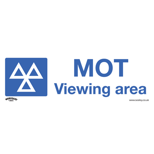 Sealey Warning Safety Sign MOT Viewing Area Rigid Plastic 300 x 100mm SS50P1