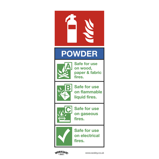 Sealey Safe Conditions Sign Powder Fire Extinguisher Self-Adhesive Vinyl SS52V1