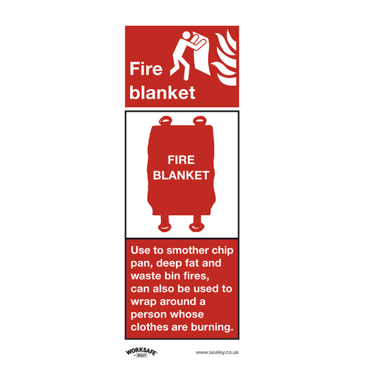 Sealey Safe Conditions Safety Sign Fire Blanket Rigid Plastic 75 x 210mm SS53P1