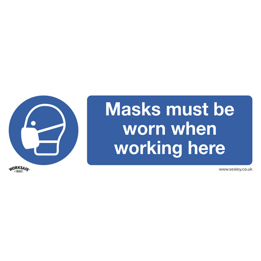 Sealey Mandatory Safety Sign Masks Must Be Worn Self-Adhesive Vinyl SS57V1