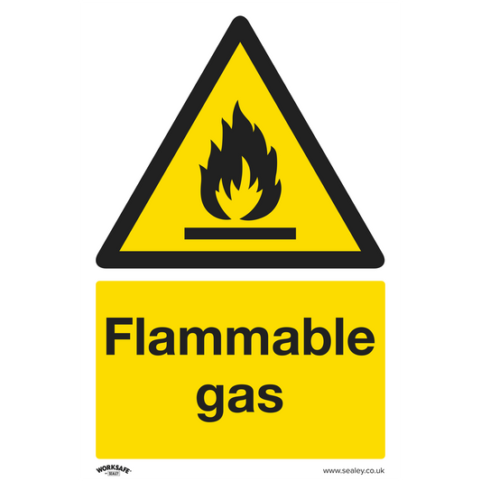 Sealey Warning Safety Sign Flammable Gas Rigid Plastic 200 x 300mm SS59P1