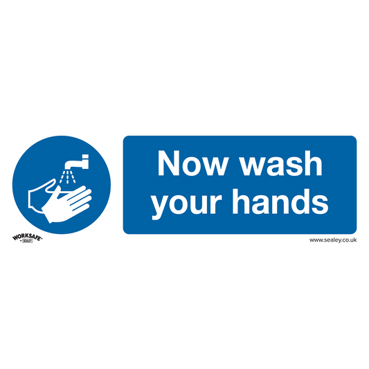 Sealey Mandatory Safety Sign Now Wash Your Hands Self-Adhesive Vinyl SS5V1