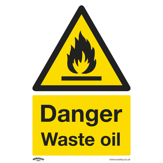 Sealey Warning Safety Sign Danger Waste Oil - Self-Adhesive Vinyl x1 SS60V1