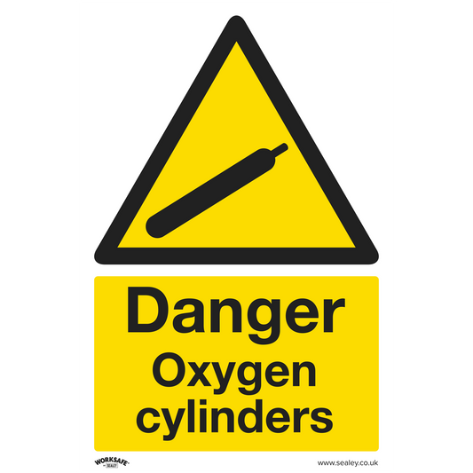 Sealey Danger Oxygen Cylinders Warning Safety Sign Self-Adhesive Vinyl SS61V1