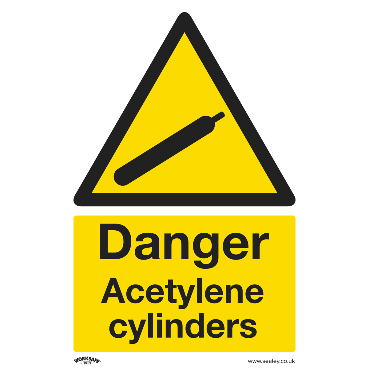 Sealey Warning Safety Sign Danger Acetylene Cylinders Rigid Plastic x1 SS63P1