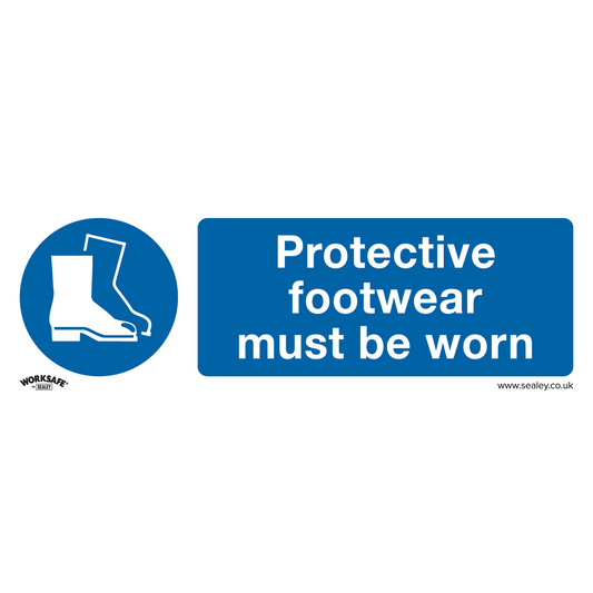 Sealey Mandatory Safety Sign Protective Footwear Must Be Worn 300 x 100mm SS7P1