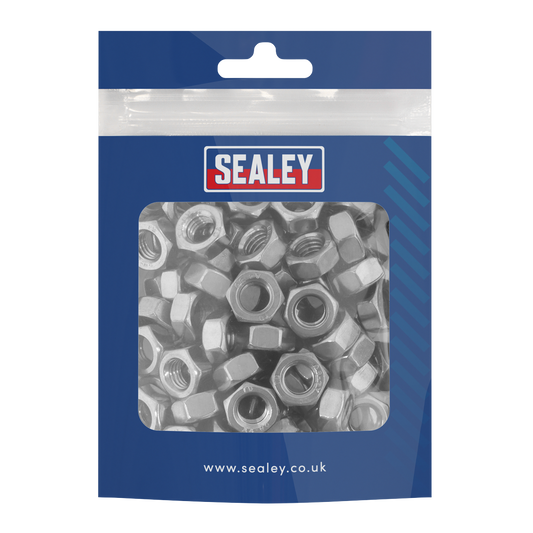 Sealey Stainless Steel Full Nut Din 934 M8 Size x 1.25 Pitch 100 Peces SS8