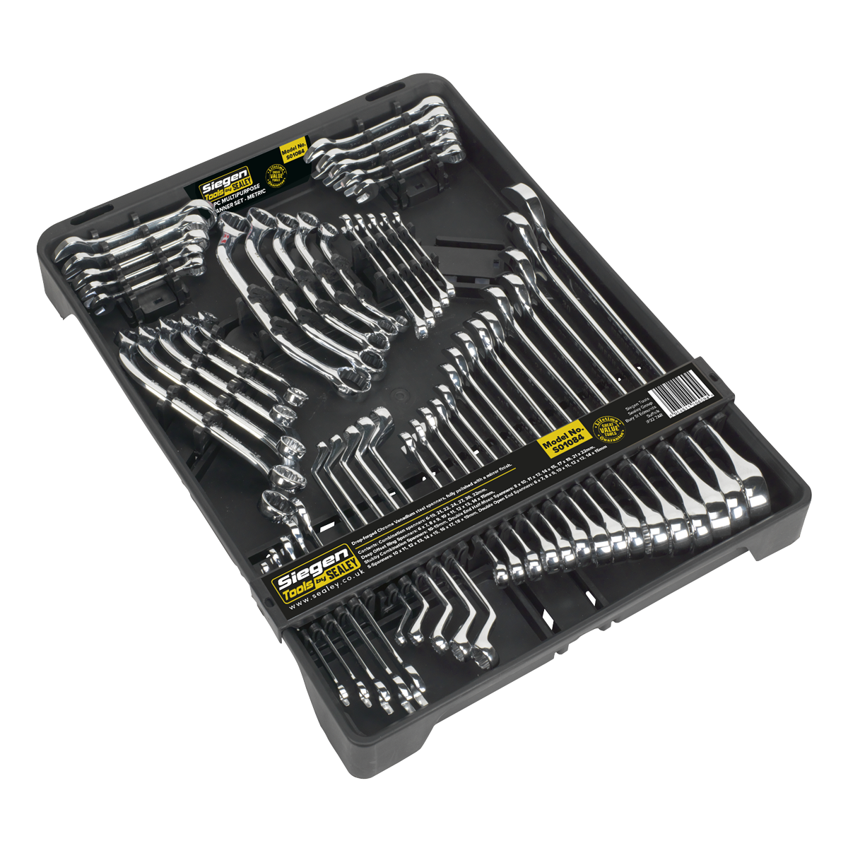 Sealey Multi Purpose Metric Spanner Set 50 Pieces Tool Kit Mirror Finish S01084