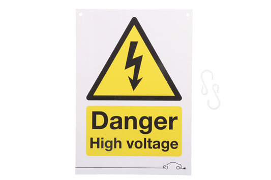 LASER 6642 Danger High Voltage Sign 300x210 mm Rigid Plastic Wall Mount