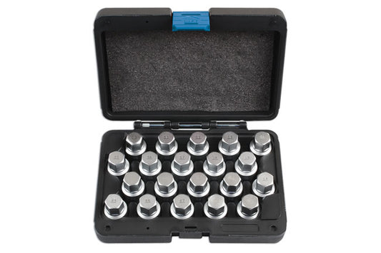 LASER 6662 Locking Wheel Nut Key Set 20 Pieces Steel For VW Porsche Models
