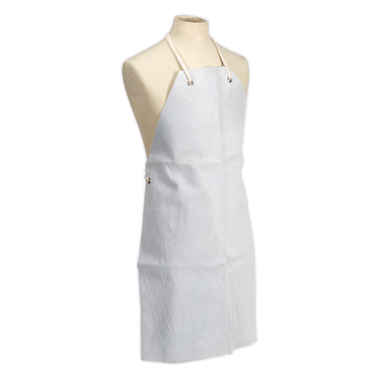 Sealey Comfortable Leather Welding Apron With Ties 600 x 900mm - White SSP/LWA