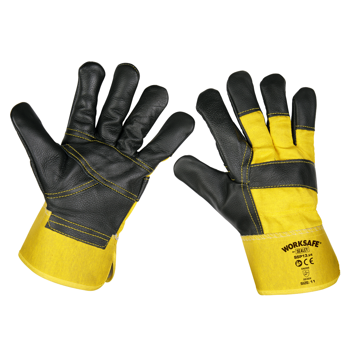 Sealey Riggers Gloves Workshop Safety Hide Palm Workwear 6 Pairs SSP13/6
