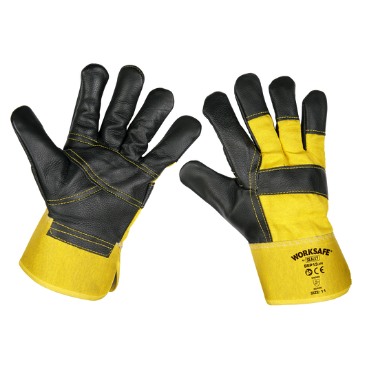 Sealey Riggers Gloves Workshop Safety Hide Palm Workwear 6 Pairs SSP13/6