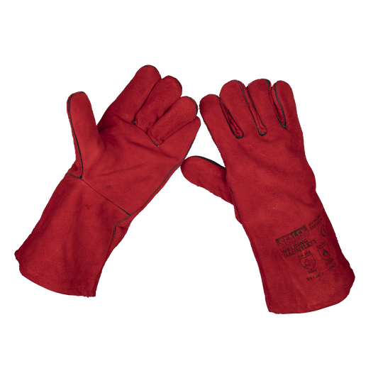 Sealey Leather Welding Gauntlets Safety Work Protection Gloves Lined Pair SSP141