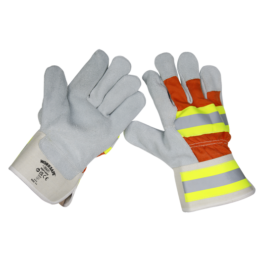 Sealey Reflective Riggers Gloves Workshop Safety Construction Pair SSP14HV