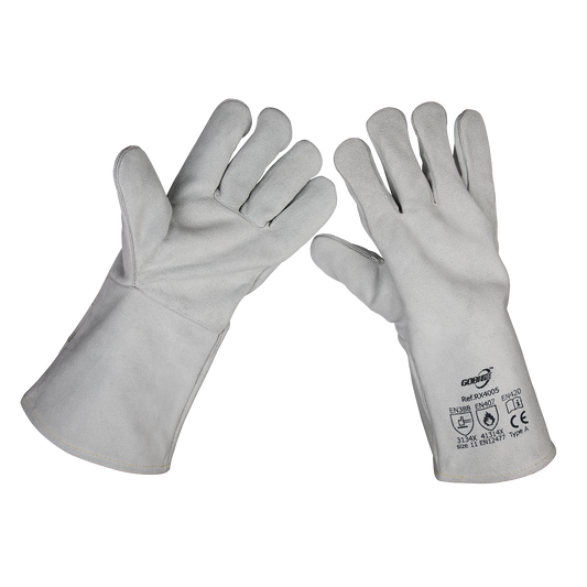 Sealey Leather Welding Gauntlets Safety Work Gloves Lined Heavy Duty XL SSP151