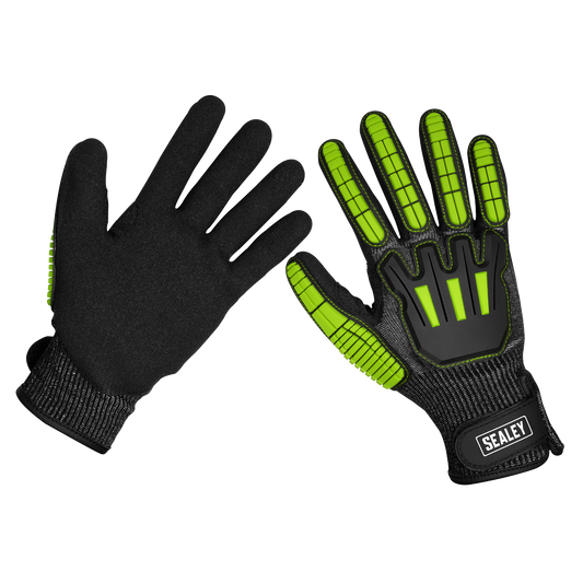 Sealey Cut & Impact Resistant Gloves Hook & Loop Wrist Strap Large SSP39L