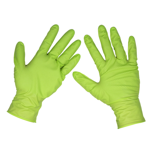 Sealey Nitrile Powder-Free Gloves Diamond Grip Green Size Large 50pcs SSP54L
