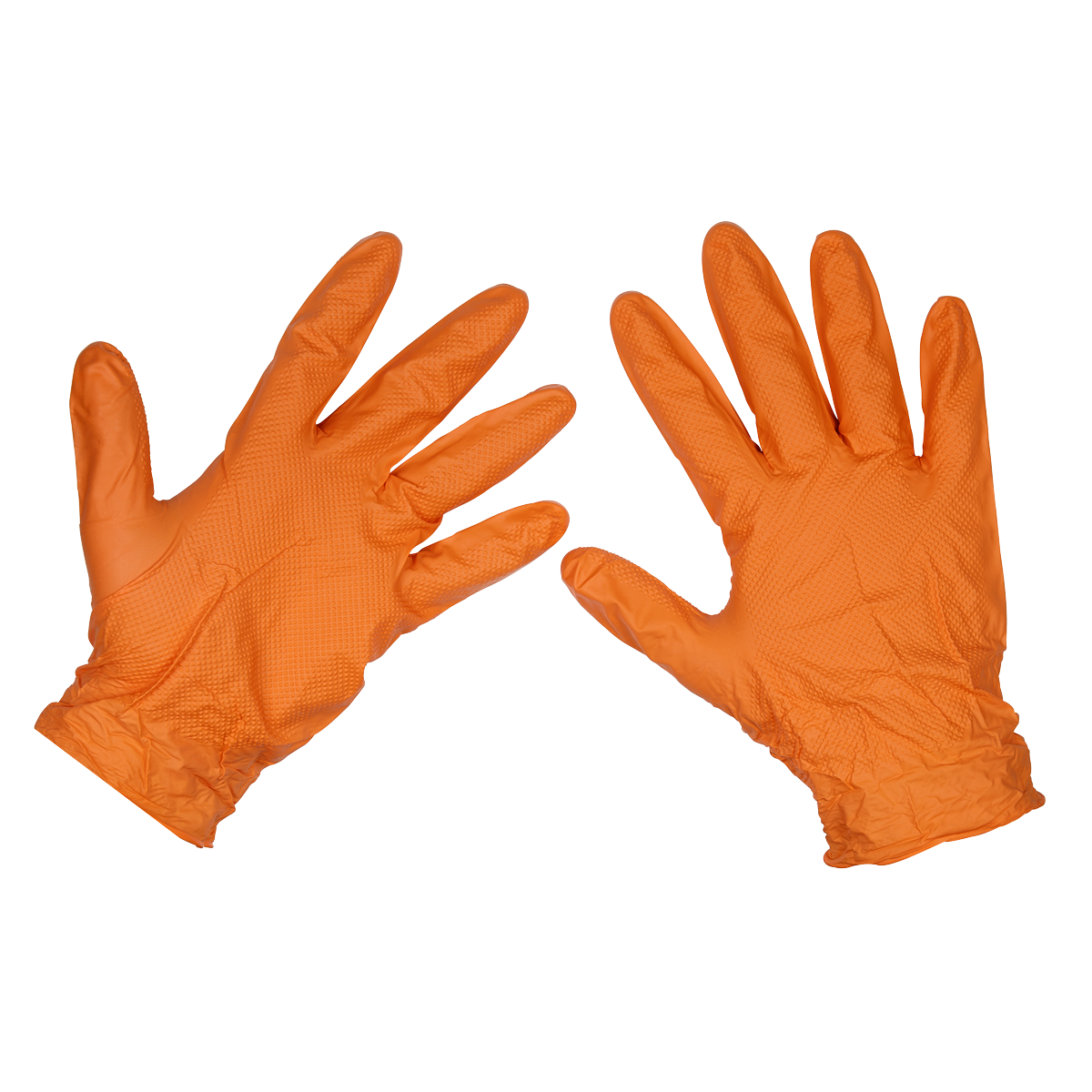 Sealey Orange Diamond Grip Extra Thick Nitrile No Powder Gloves Large x50 SSP56L