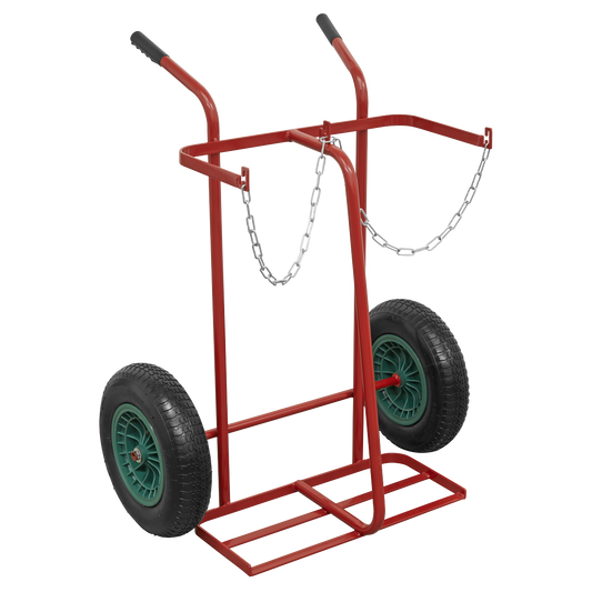 Sealey Welding Bottle Trolley With Pneumatic Tyres 2 Bottle 200kg Capacity ST28P