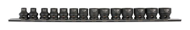 LASER 6689 Stubby Impact Socket Set 3/8" Drive 14 Pieces Low Profile 6-19mm