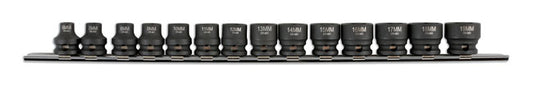 LASER 6689 Stubby Impact Socket Set 3/8" Drive 14 Pieces Low Profile 6-19mm