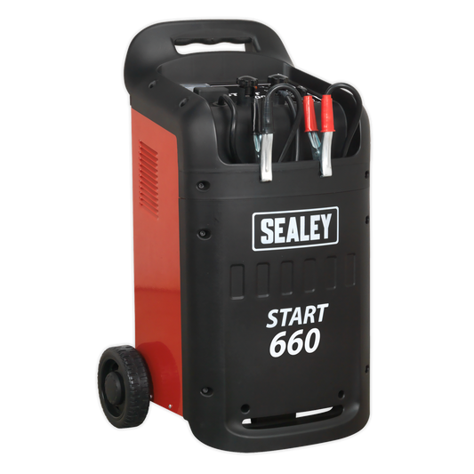 Sealey 230V 12V 24V Heavy Duty Starter/Charger With Wheels 660/100Amp START660