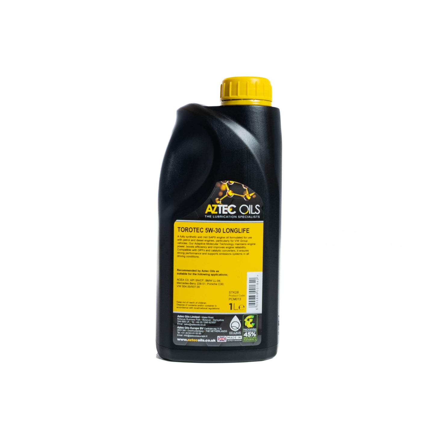Engine Oil 1L TOROTEC 5W-30 Longlife Fully Synthetic Aztec Oils PCM013-S10