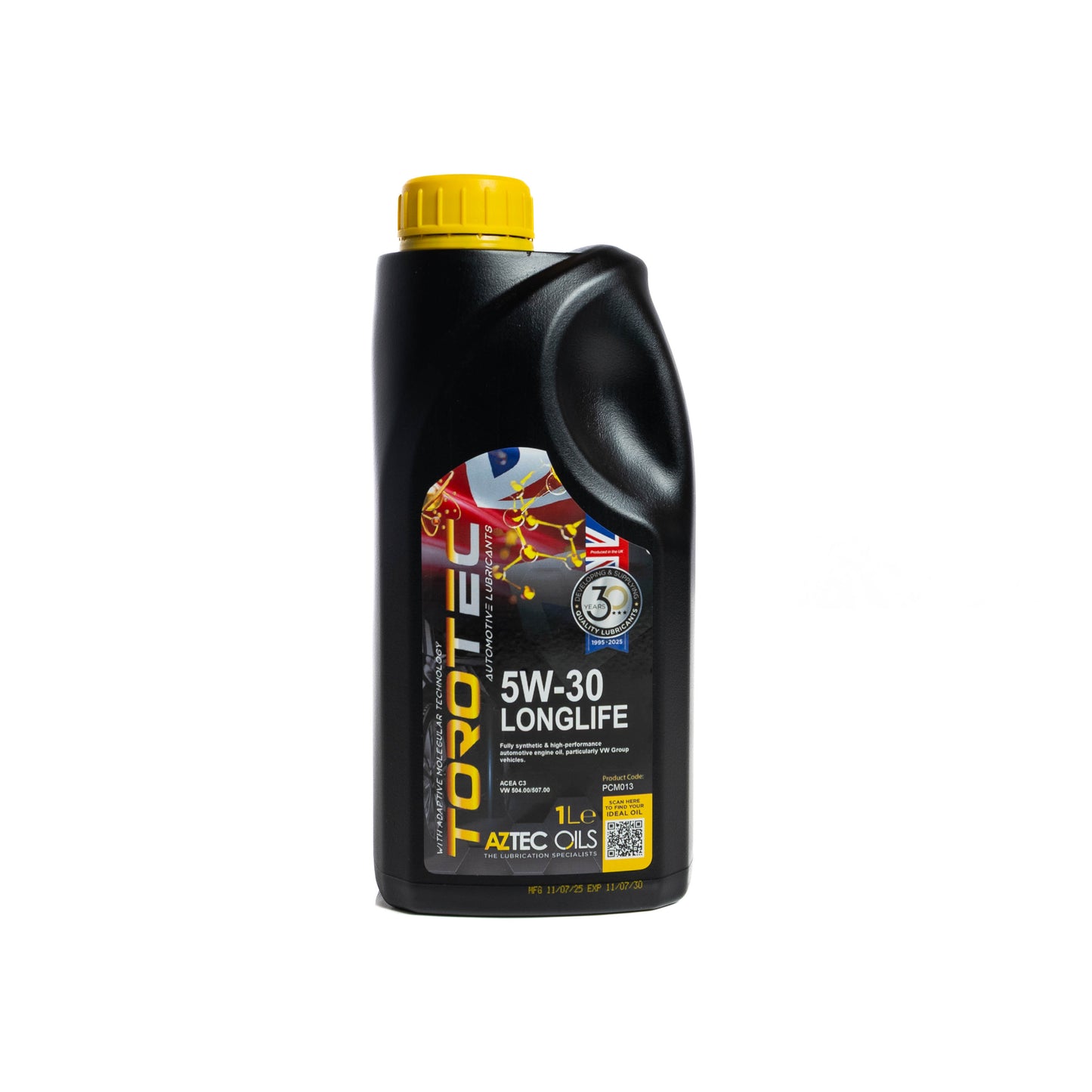 Engine Oil 1L TOROTEC 5W-30 Longlife Fully Synthetic Aztec Oils PCM013-S10